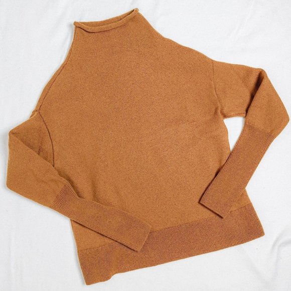 WILFRED | Cyprie Sweater Wool Mock Neck Brown Cropped Jumper xs Aritzia - Picture 7 of 10